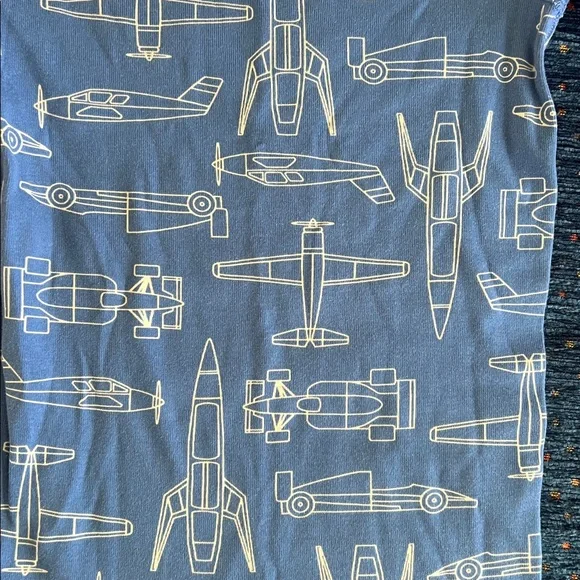 Hanna Andersson Blue Airplane, rocket, race car organic cotton Pajama Set - Picture 5 of 9